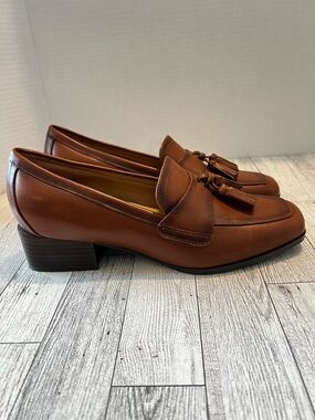 Easy Spirit Eflex SeDrew Block Heel Slip-On Tassels Loafers Cognac Women’s 8.5M